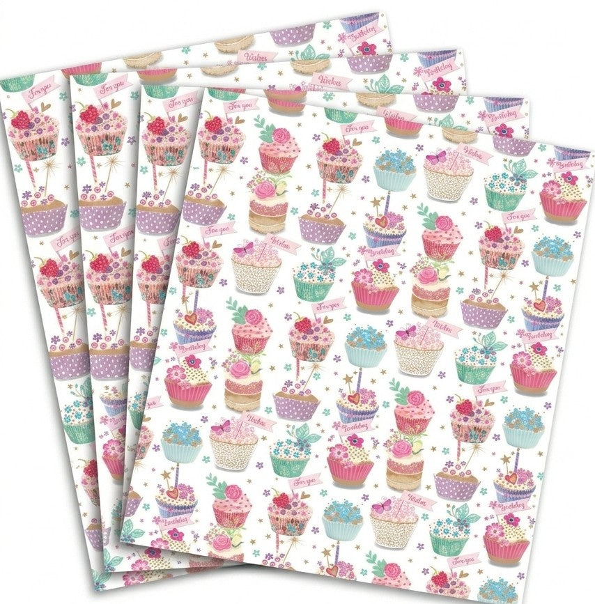 Cupcakes Gift Wrap- 2 Sheet 2 Tag