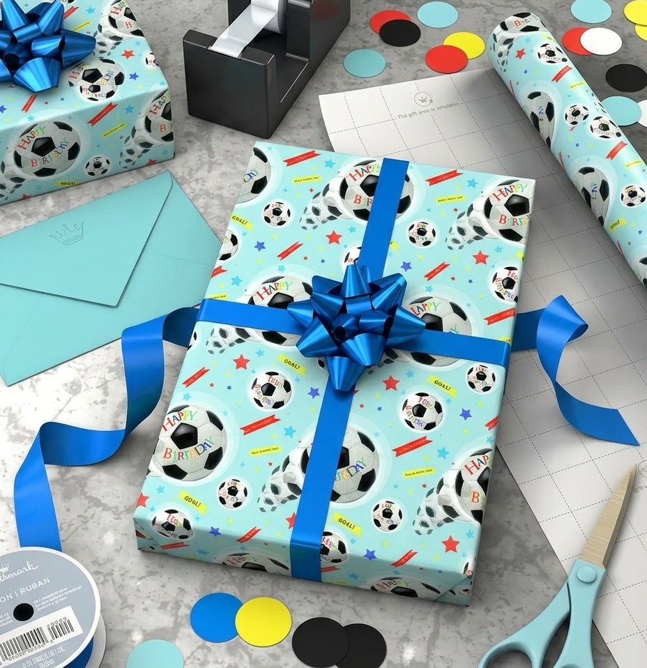 Football Gift Wrap - 2 Sheet 2 Tag