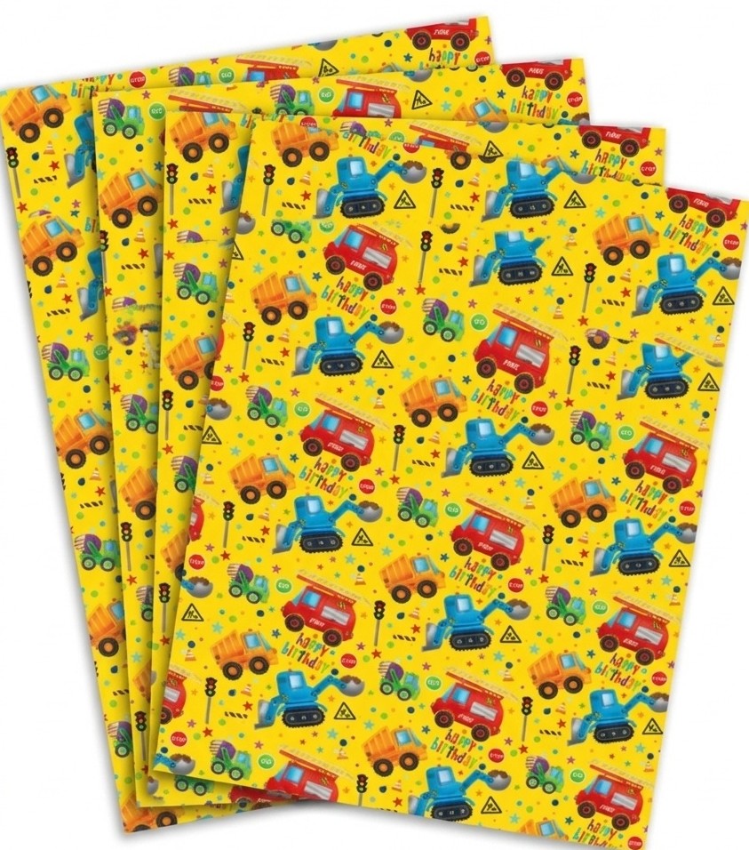 Trucks juvenile Gift Wrap - 2 Sheet 2 Tag