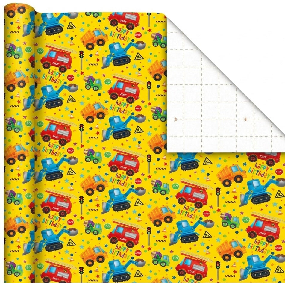 Trucks juvenile Gift Wrap - 2 Sheet 2 Tag