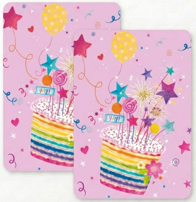 Happy Birthday Cakes Pink Gift Wrap - 2 Sheet 2 Tag