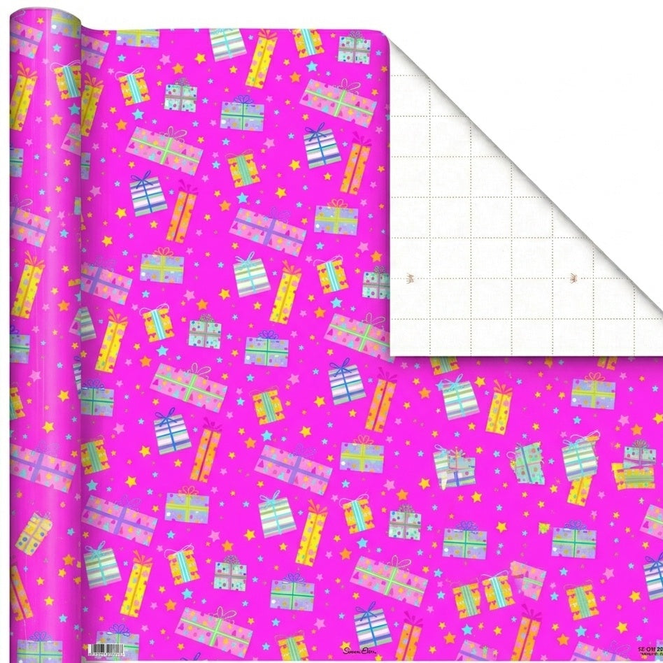 Happy Birthday Pink Parcels Gift Wrap - 2 Sheet 2 Tag