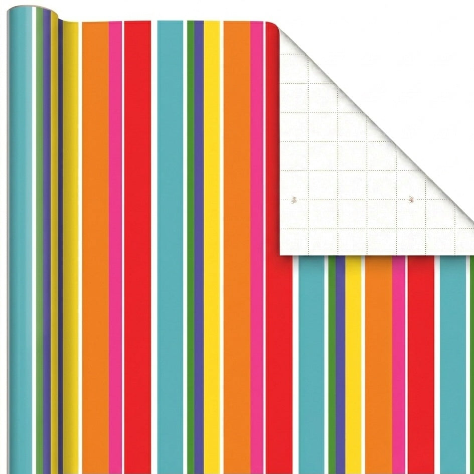 Stripes Multicolour Gift Wrap - 2 Sheet 2 Tag