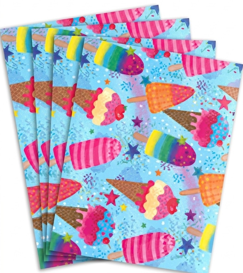 Ice cream Gift Wrap - 2 Sheet 2 Tag