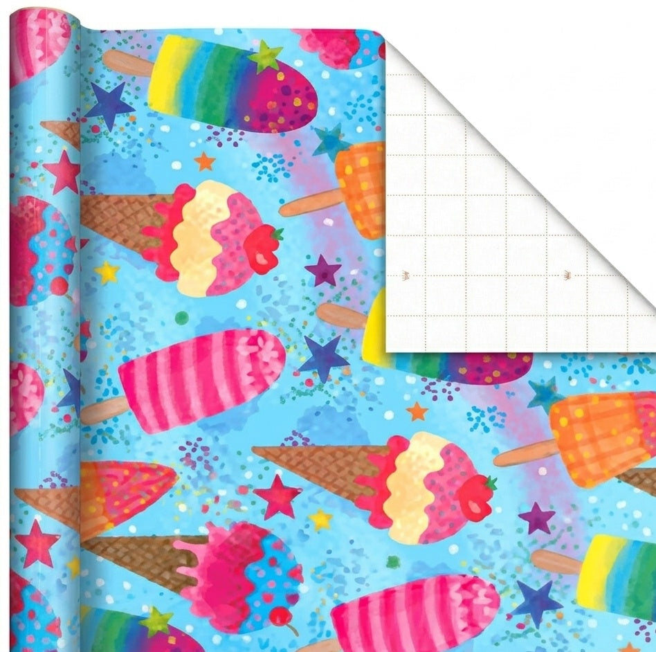Ice cream Gift Wrap - 2 Sheet 2 Tag