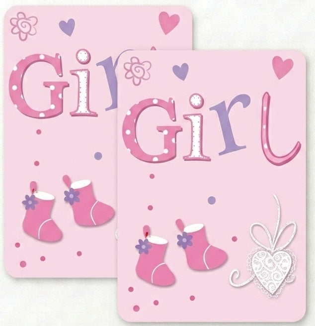 Baby Girl Pink Gift Wrap - 2 Sheet 2 Tag