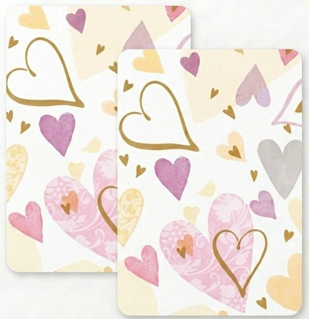 Wedding pink hearts Gift Wrap - 2 Sheet 2 Tag
