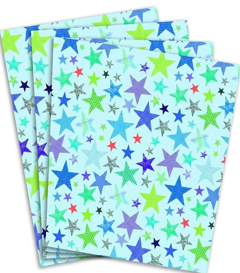 Blue Stars Gift Wrap - 2 Sheet 2 Tag