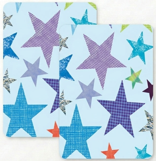 Blue Stars Gift Wrap - 2 Sheet 2 Tag
