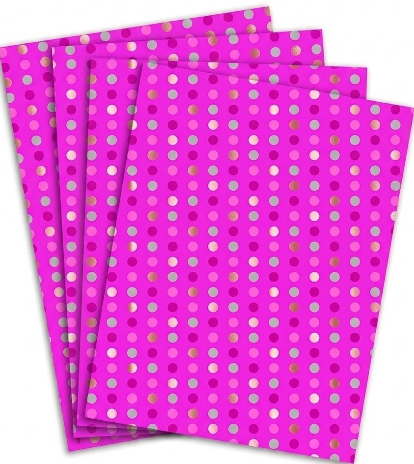 Pink Dots Gift Wrap - 2 Sheet 2 Tag