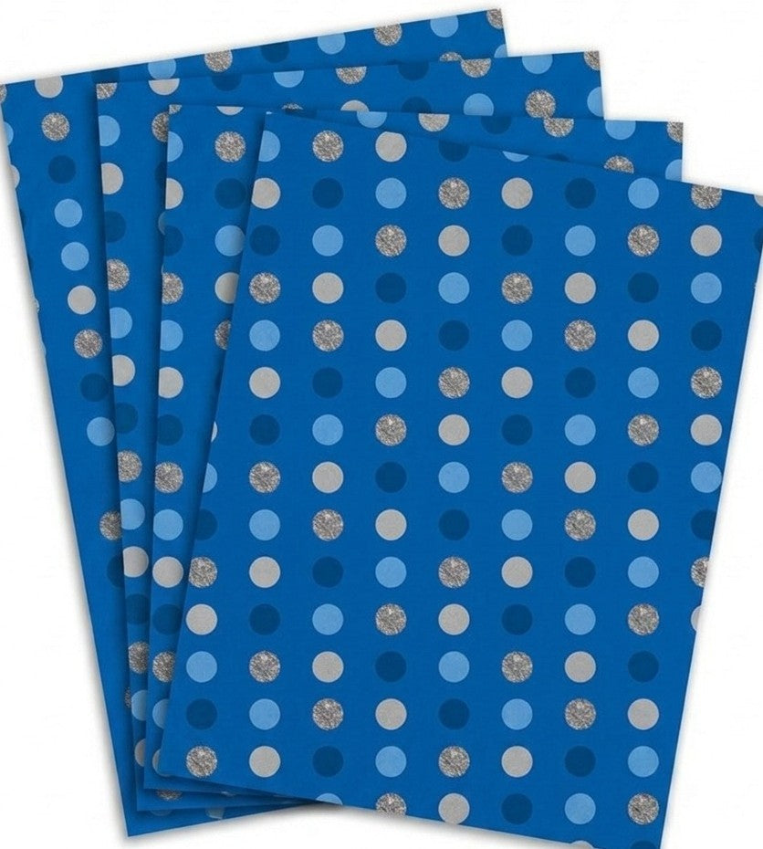 Blue Dots Gift Wrap - 2 Sheet 2 Tag