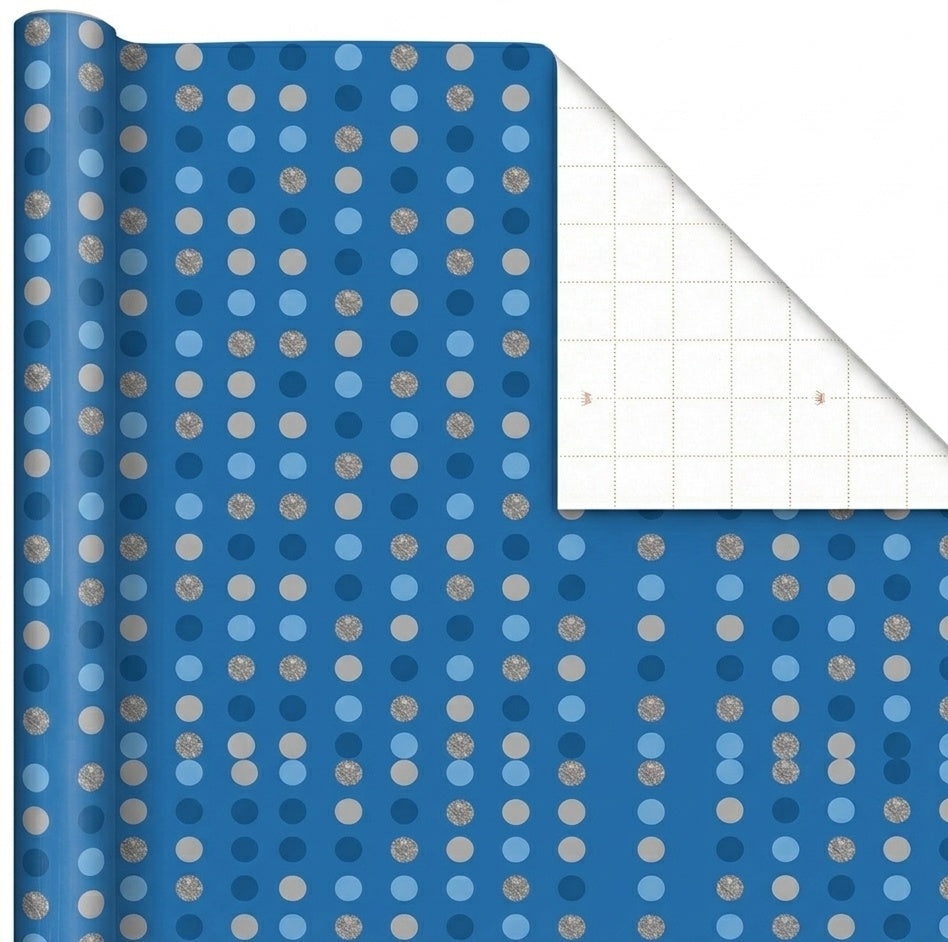 Blue Dots Gift Wrap - 2 Sheet 2 Tag