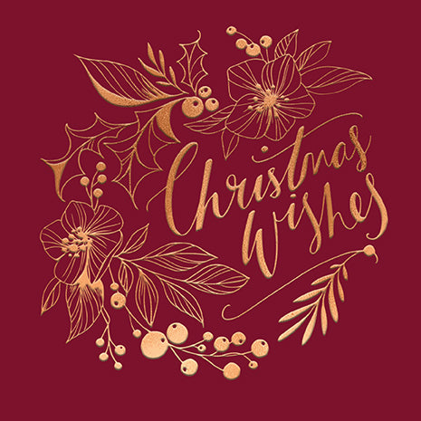 Floral Foliage Wreath Christmas Card