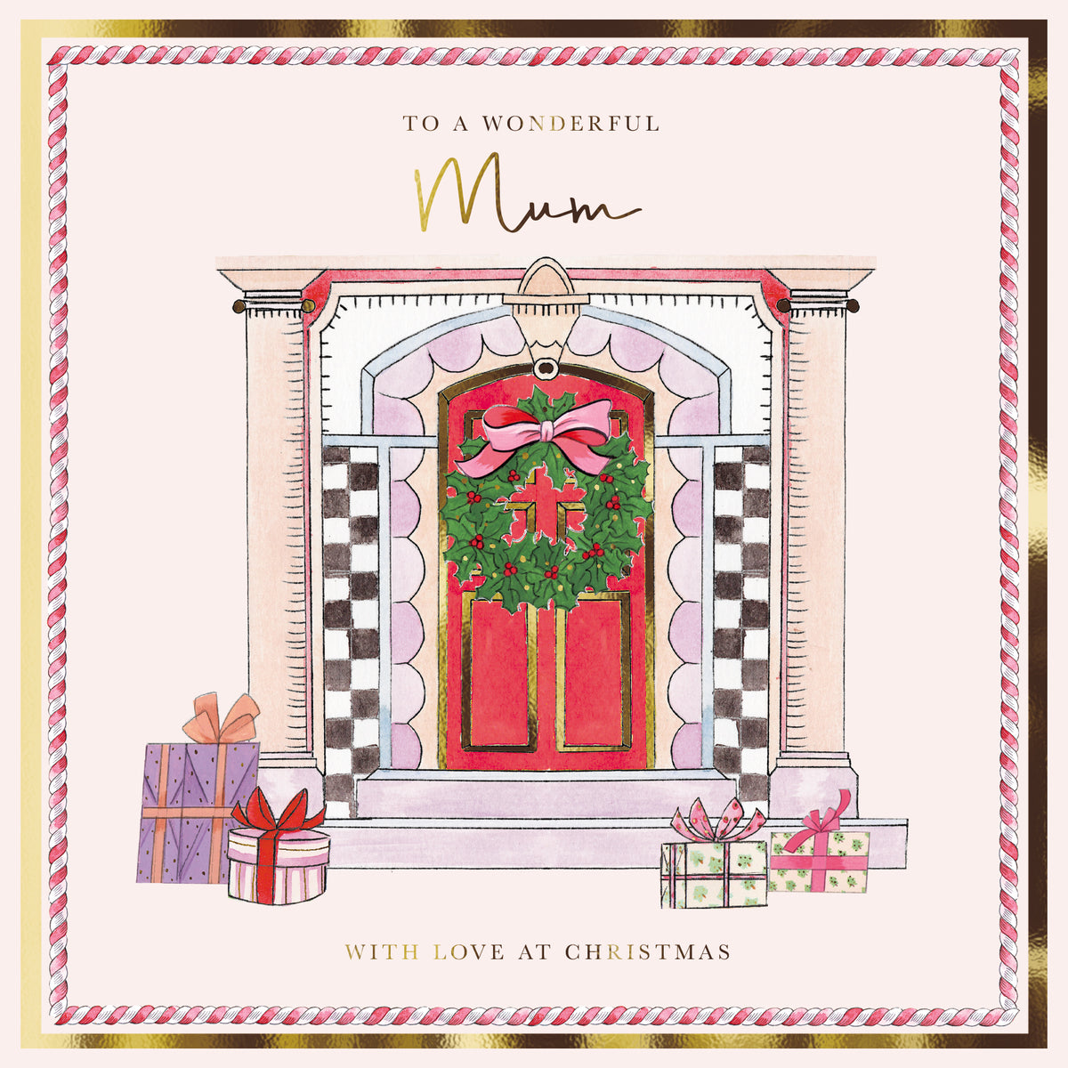 Mum Red Door Christmas Card
