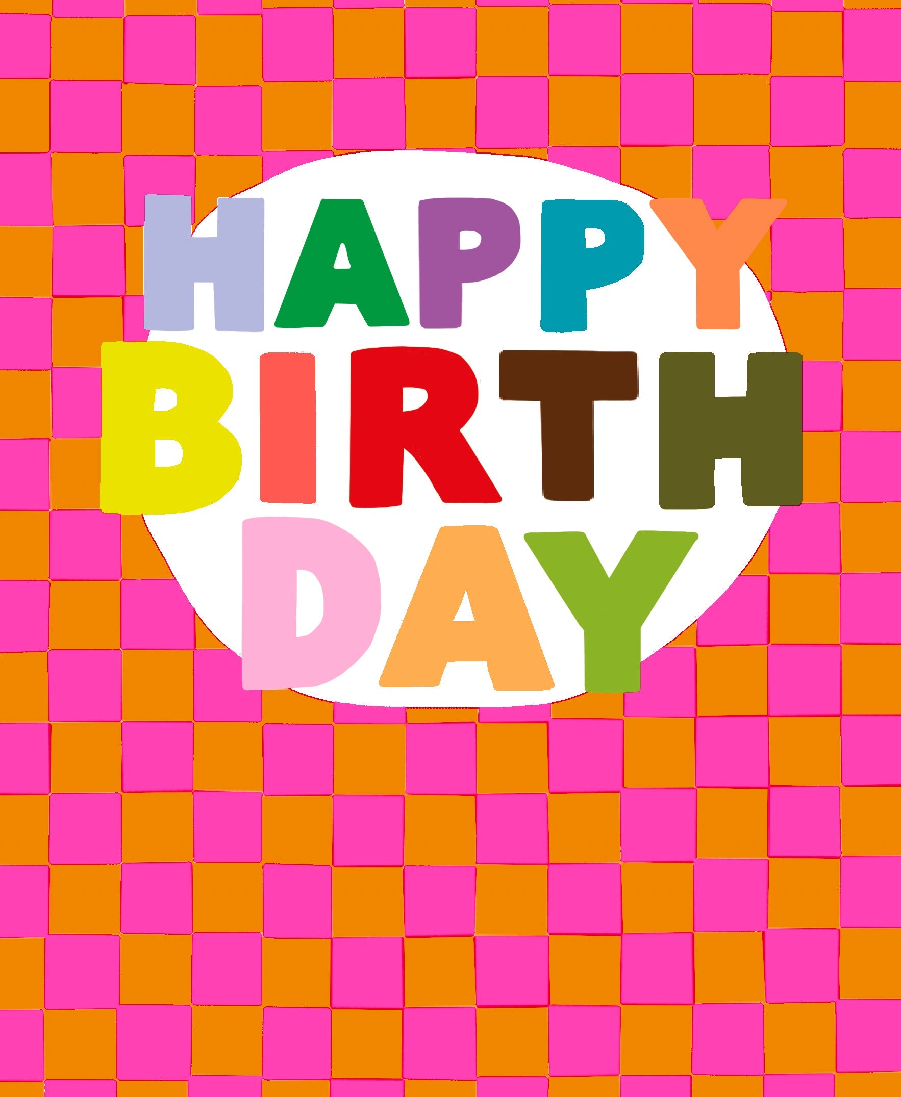 Happy Birthday Checkered Pink