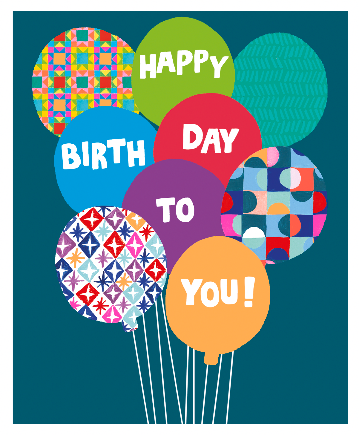 Happy Birthday Patterned Balloon Bunch