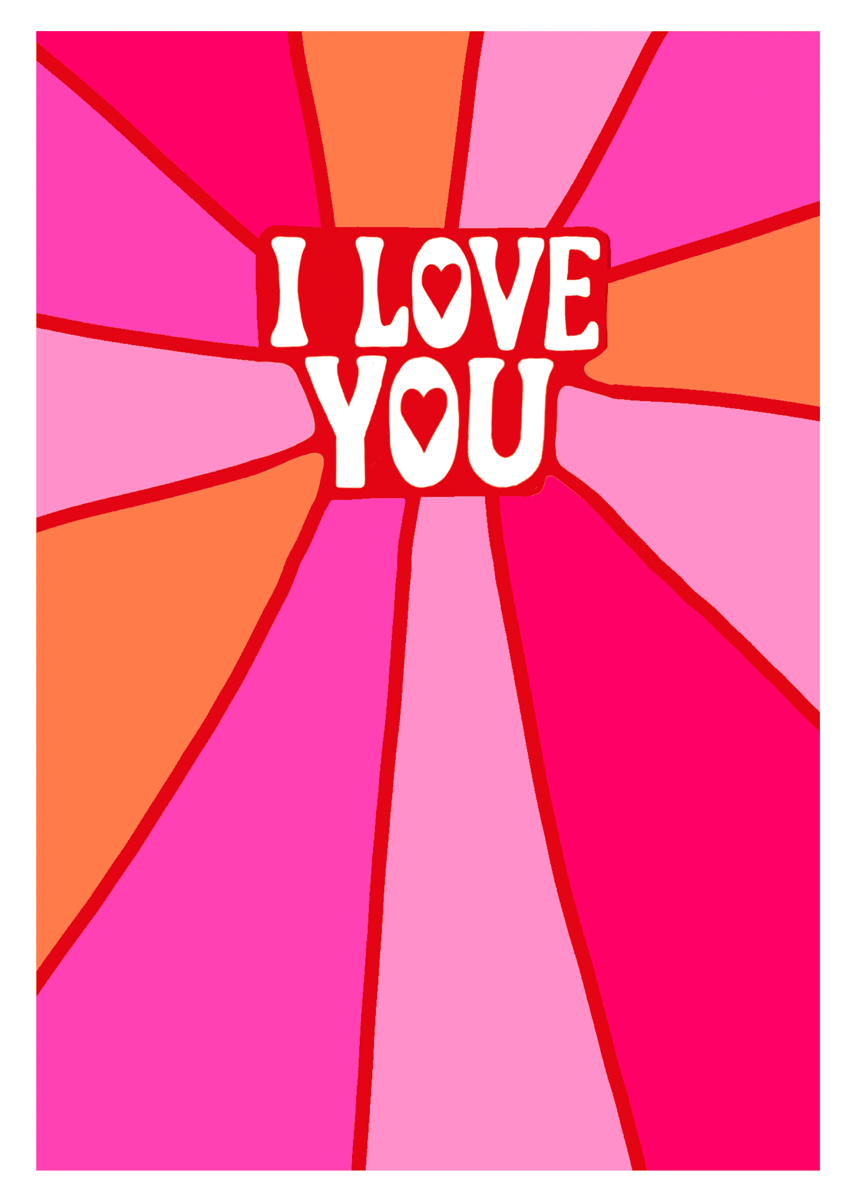 General Valentine's Card I love you neon colours Design