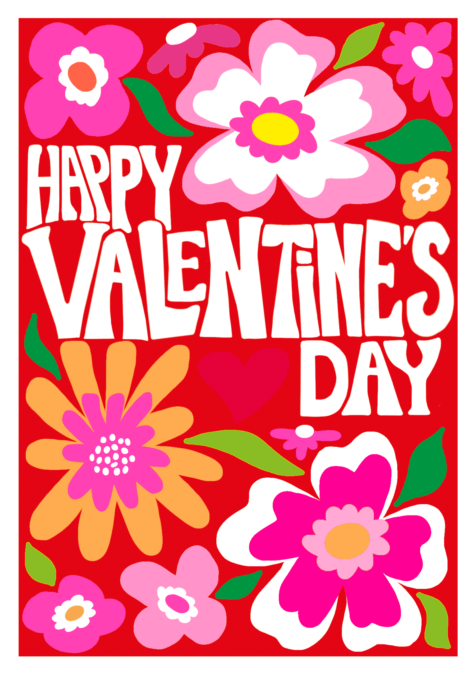 General Valentine's Card Flower Neon Design