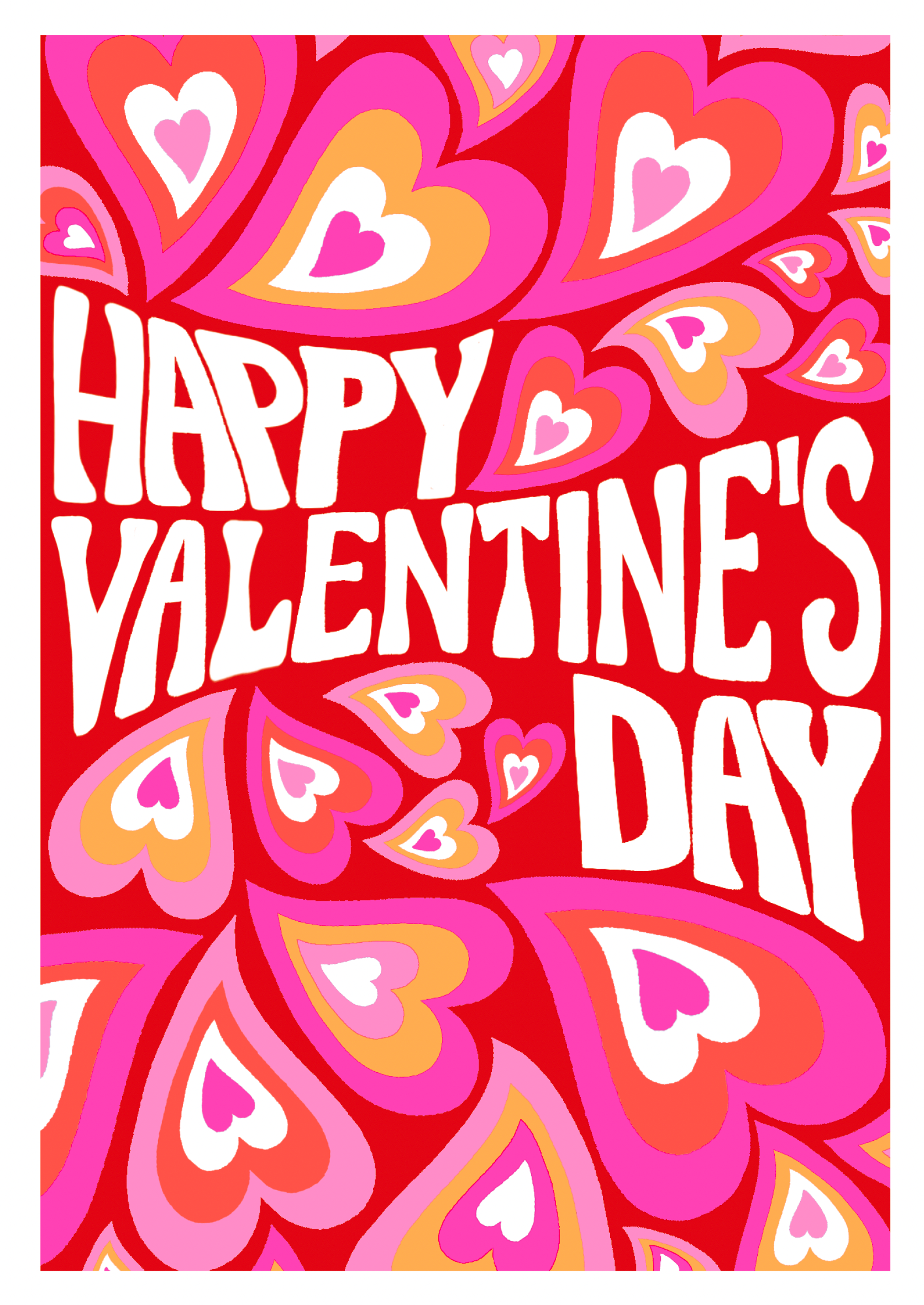 General Valentine's Card Neon hearts Design