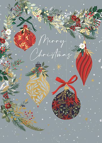 Hanging Baubles Christmas Card