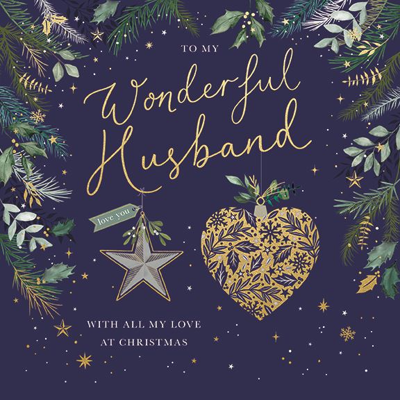Husband Star Heart Christmas Card