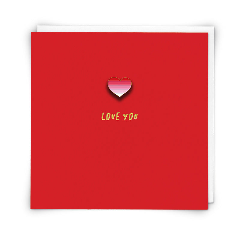 Love You Enamel Pin Badge Card