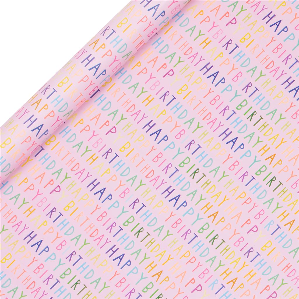 Roll Wrap 4m Ps Birthday Pink