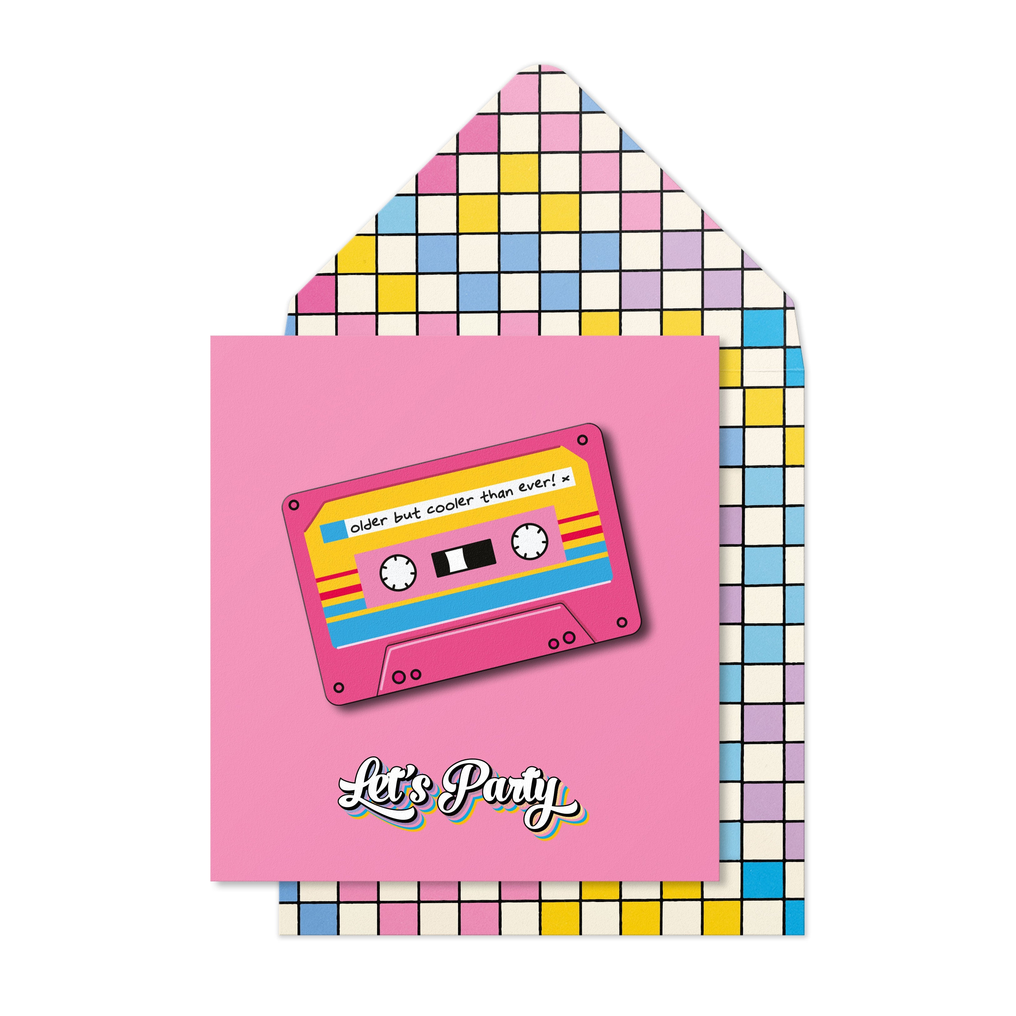 Older But Cooler Cassette Tape Card Pink
