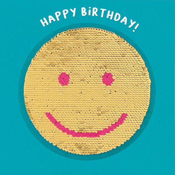 Smiley Happy Birthday Sequin Card
