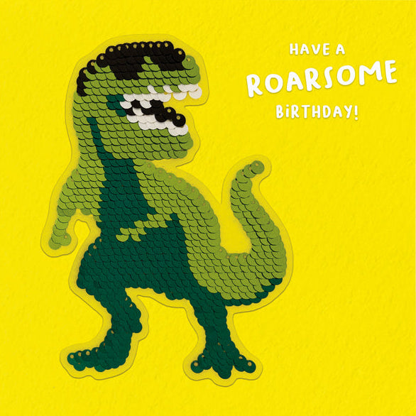 Sequin Dinosaur Birthday Card