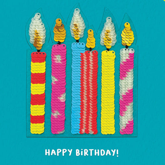 Candles Happy Birthday Sequin Card
