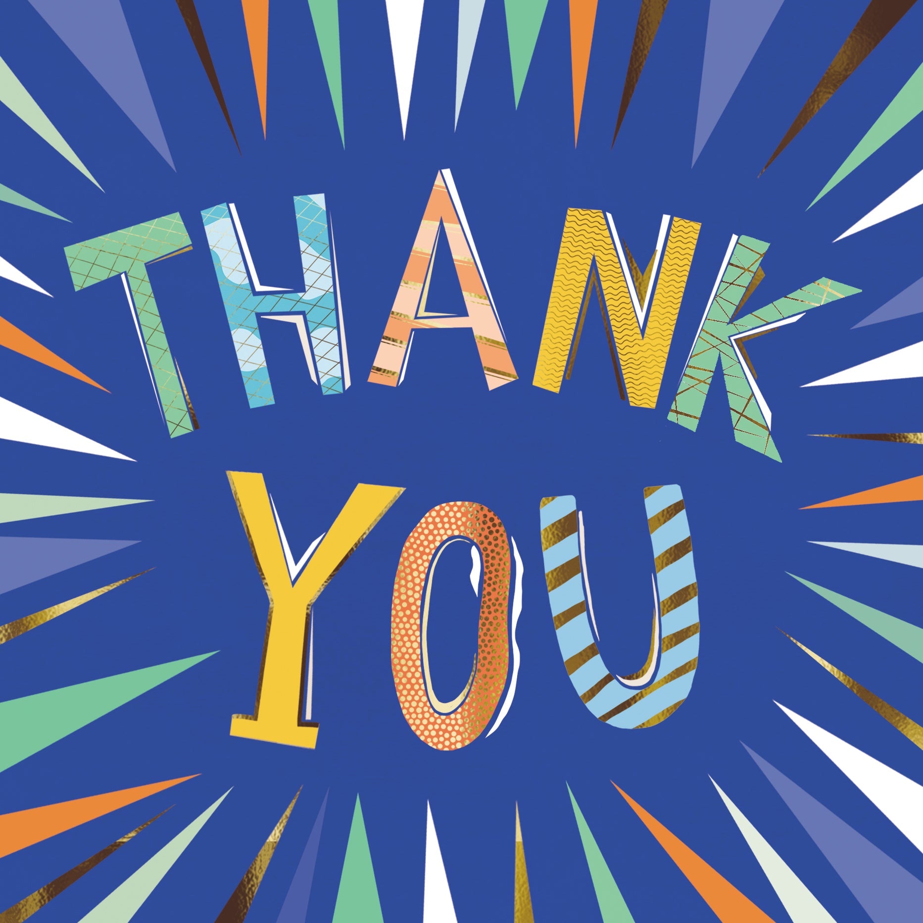 Thank You Modern Letters Blue Card