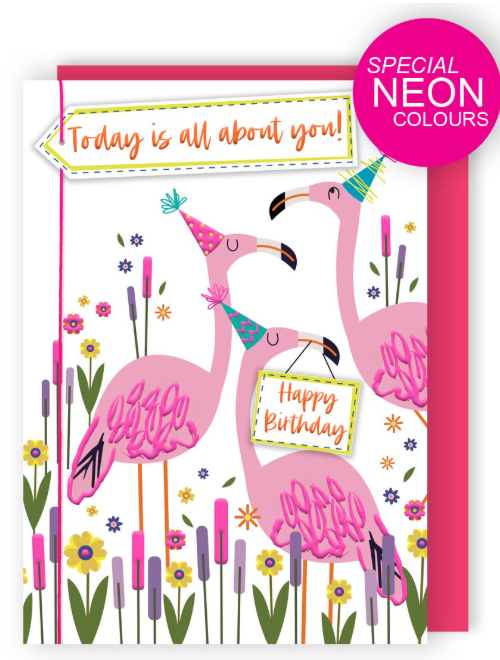 Flamingos Birthday Card