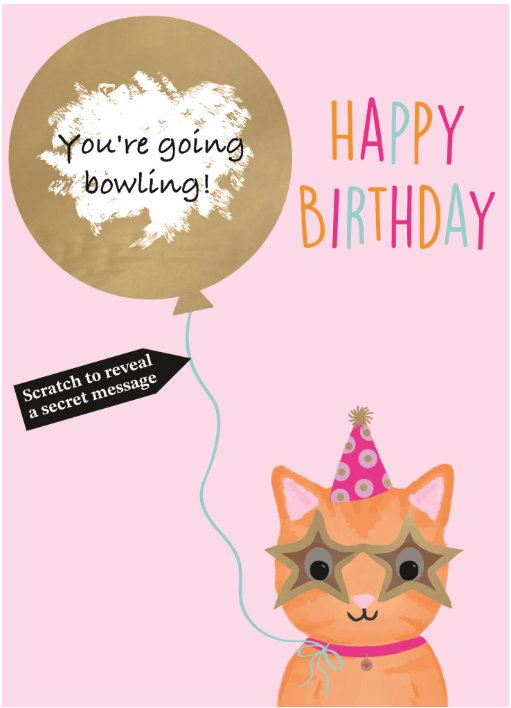 Cat & Balloon Personalised Birthday Card