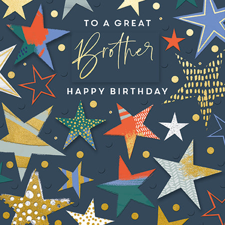 Birthday Card For Brother - Modern Stars