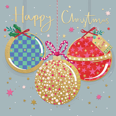 Triple Baubles Christmas Card