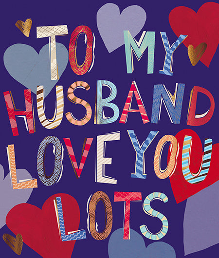 Husband Valentine's Card Blue Love you Lots Design