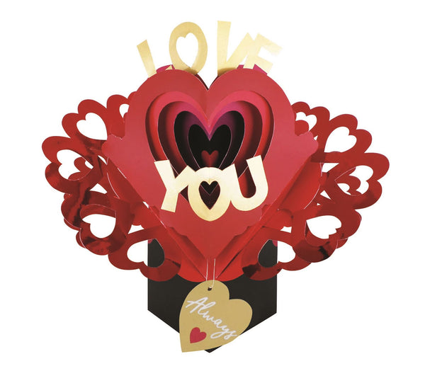 Happy Valentine's Day - LOVE YOU Tunnel With Hearts Pop Up Card