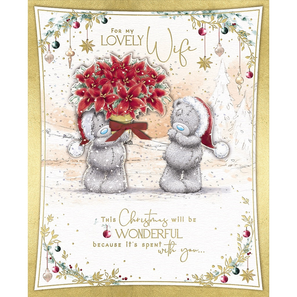 Wife Tatty Teddy With Poinsettia Christmas Card