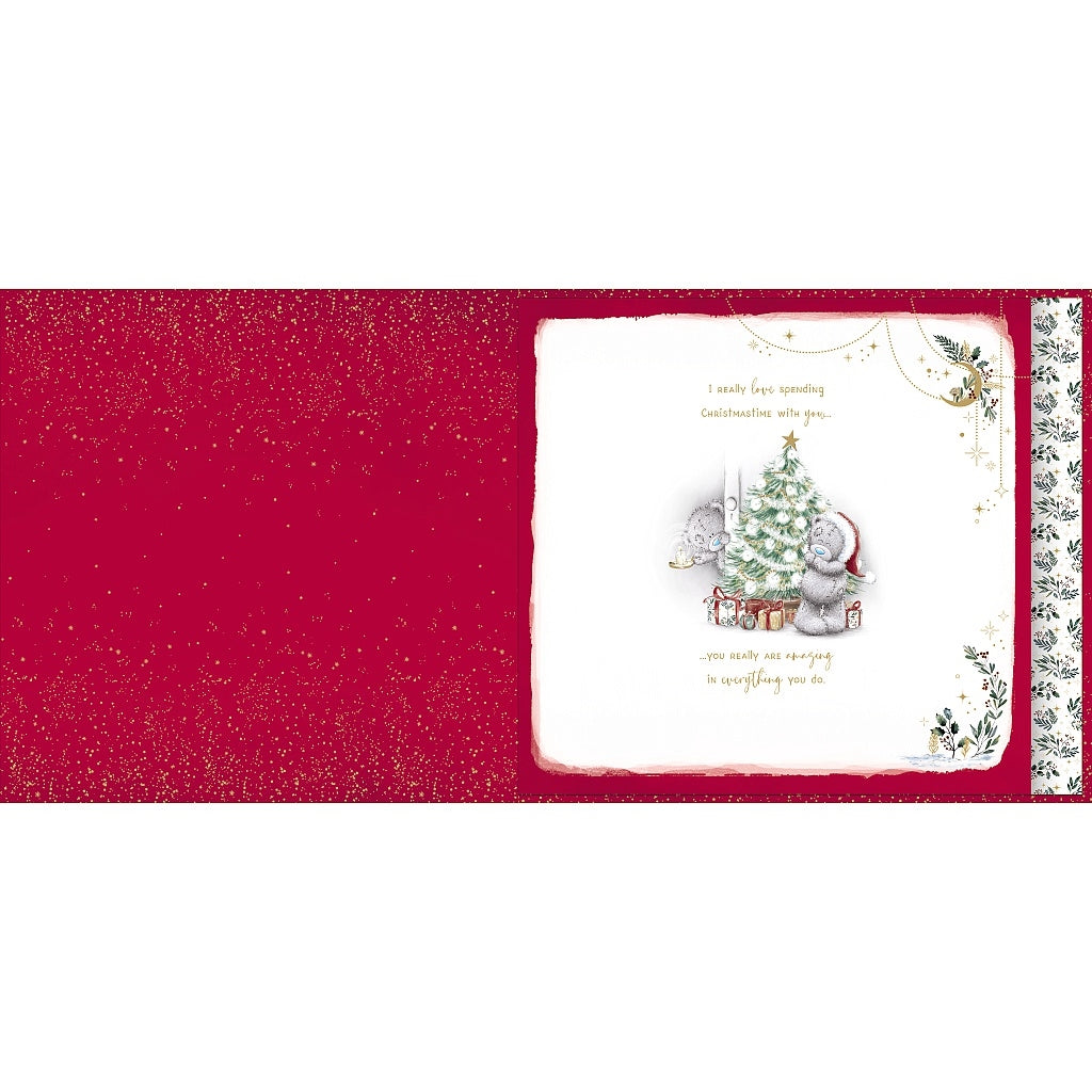 Luxury Boxed Card - Wife Bears Snuggling In Santa Hats