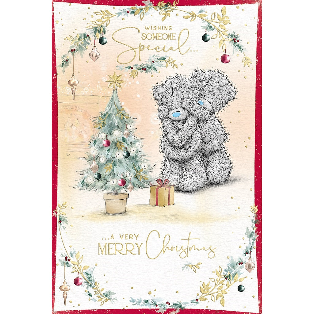 Someone Special Tatty Teddy By Tree And Gift Christmas Card