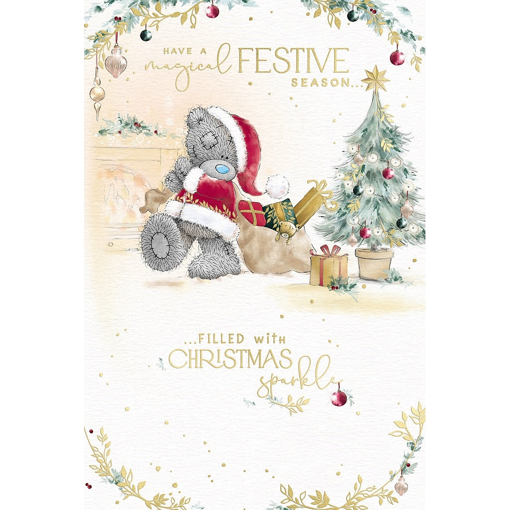 Tatty Teddy In Santa Outfit With Sack Of Gifts Christmas Card